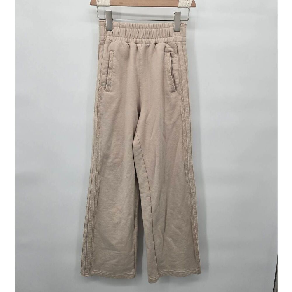 Lit Activewear Sweatpants Size Small Wide Leg Beige Comfort Raw Edge Detail